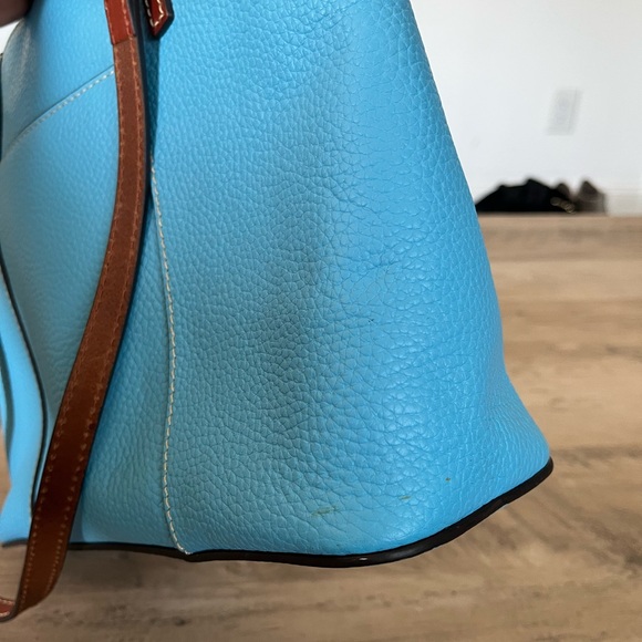 Dooney & Bourke Turquoise Tote bag with Brown Straps - Picture 11 of 13